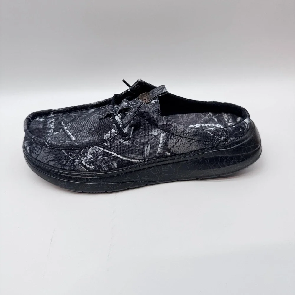 Hey Dude Jelly Roll Wally Comf Slip Black Camo Mens Loafers 45751-0DQ Size 9